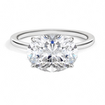 East-West Solitaire Engagement Ring 18K White Gold OV