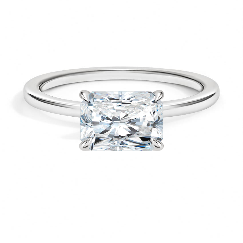 East-West Solitaire Engagement Ring 18K White Gold RA