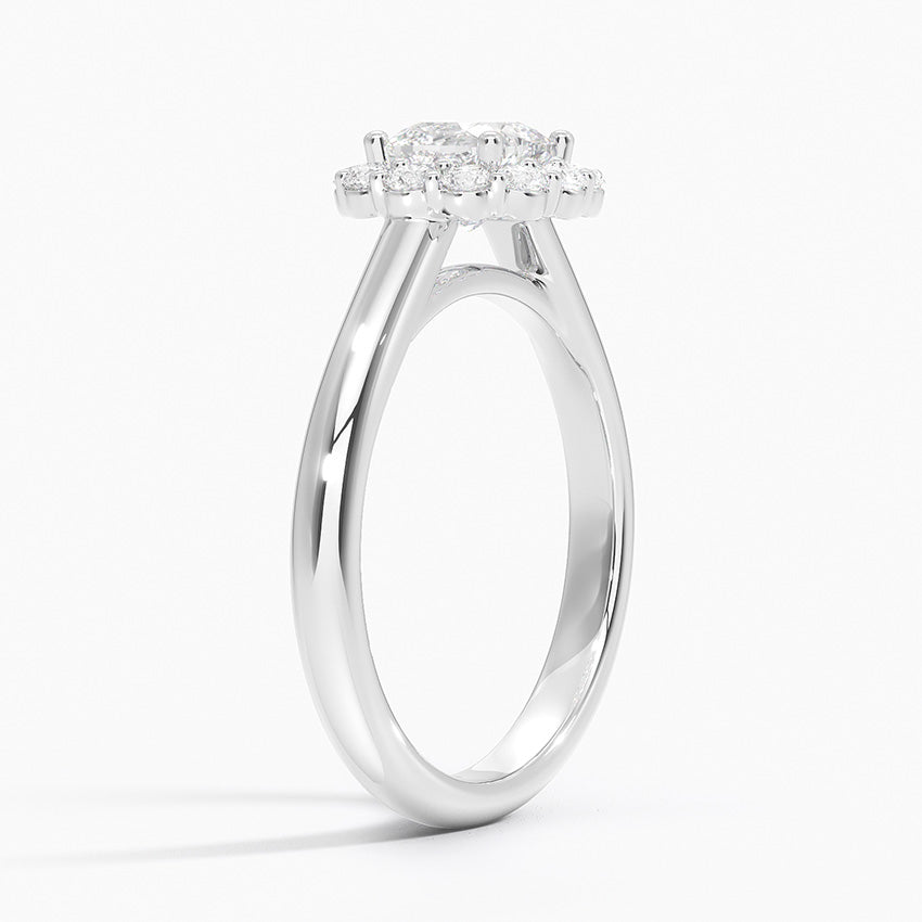 Lotus Flower Halo Diamond Ring (1/4 ct. tw.) Platinum Cushion Engagement Ring