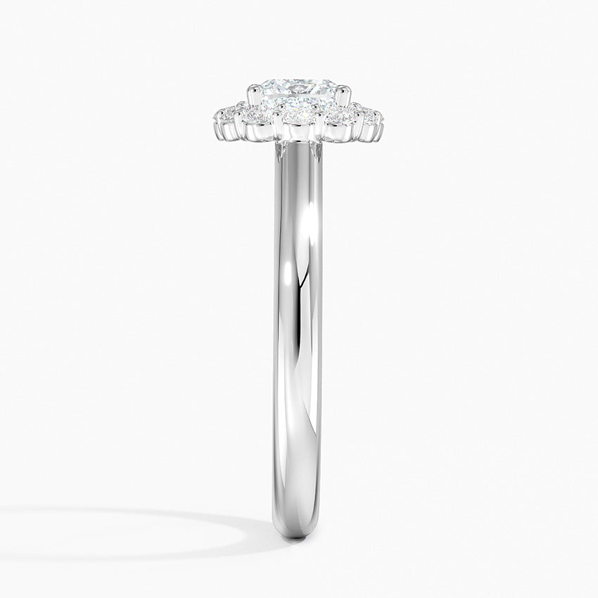 Lotus Flower Halo Diamond Ring (1/4 ct. tw.) Platinum Cushion Engagement Ring