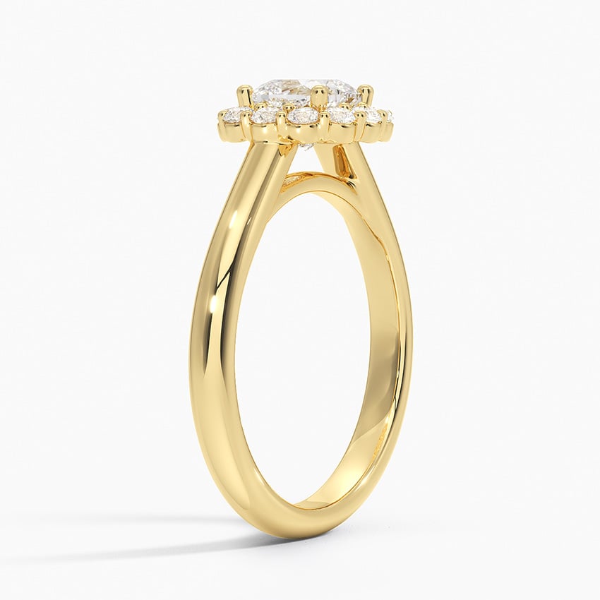 Lotus Flower Halo Diamond Ring (1/4 ct. tw.) Yellow Gold 18k Cushion Engagement Ring