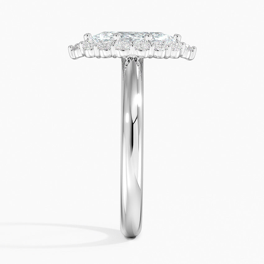 Lotus Flower Halo Diamond Ring (1/4 ct. tw.) Platinum Marquise Engagement Ring