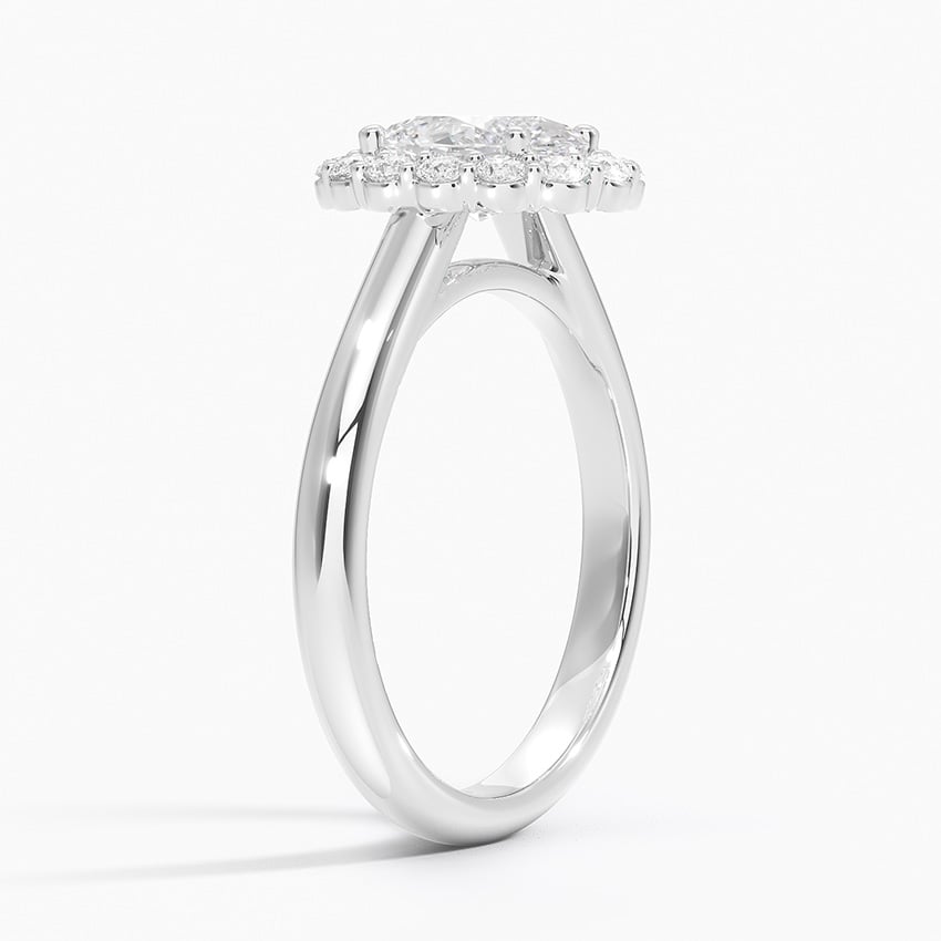 Lotus Flower Halo Diamond Ring (1/4 ct. tw.) Platinum Oval Engagement Ring