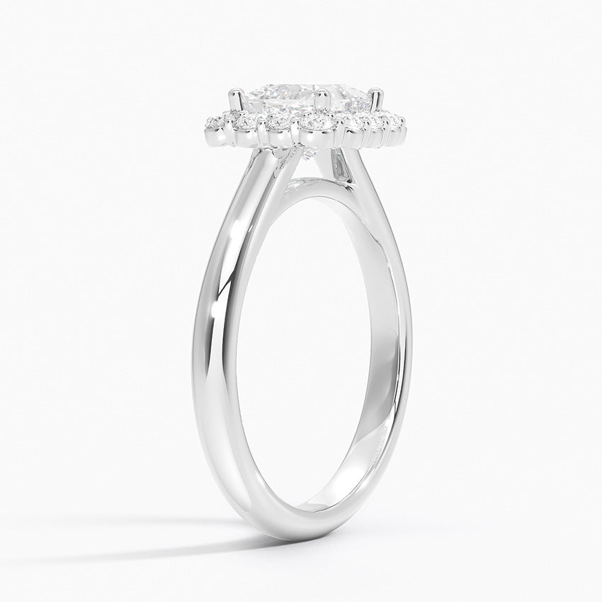 Lotus Flower Halo Diamond Ring (1/4 ct. tw.) Platinum Princess Engagement Ring