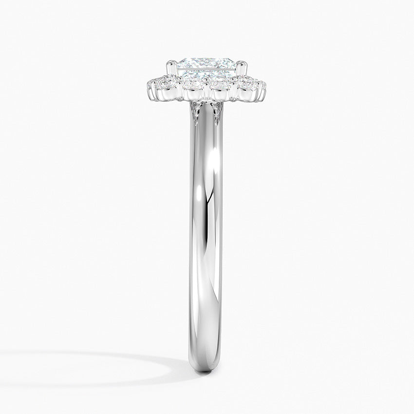 Lotus Flower Halo Diamond Ring (1/4 ct. tw.) Platinum Princess Engagement Ring