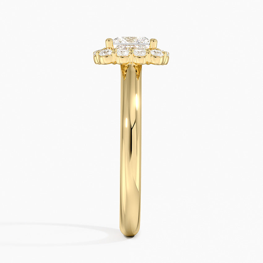 Lotus Flower Halo Diamond Ring (1/4 ct. tw.) Yellow Gold 18k Princess Engagement Ring