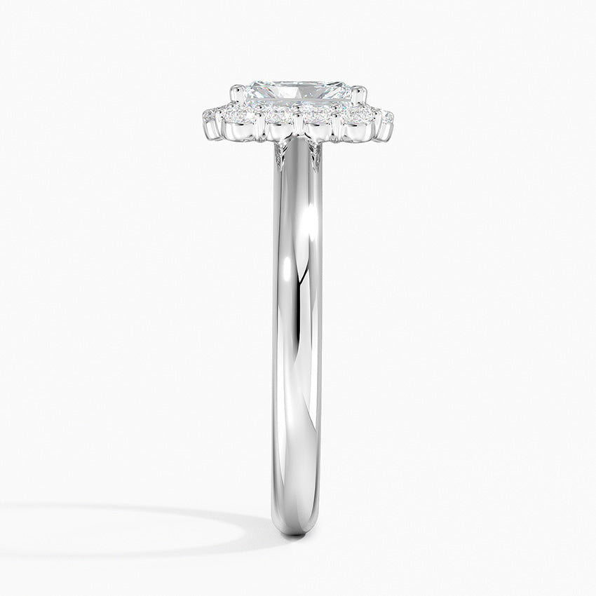 Lotus Flower Halo Diamond Ring (1/4 ct. tw.) Platinum Radiant Engagement Ring