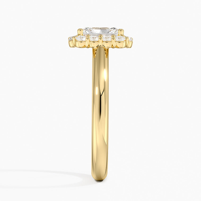 Lotus Flower Halo Diamond Ring (1/4 ct. tw.) Yellow Gold 18k Radiant Engagement Ring