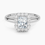 Lotus Flower Halo Diamond Ring (1/4 ct. tw.) Platinum Radiant Engagement Ring