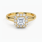 Lotus Flower Halo Diamond Ring (1/4 ct. tw.) Yellow Gold 18k Asscher Engagement Ring