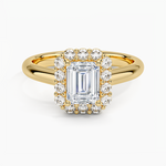 Lotus Flower Halo Diamond Ring (1/4 ct. tw.) Yellow Gold 18k Emerald Engagement Ring