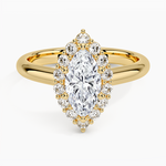Lotus Flower Halo Diamond Ring (1/4 ct. tw.) Yellow Gold 18k Marquise Engagement Ring