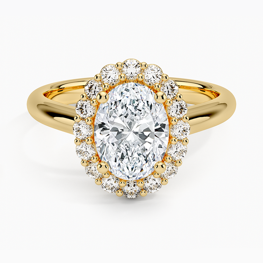 Lotus Flower Halo Diamond Ring (1/4 ct. tw.) Yellow Gold 18k Oval Engagement Ring
