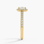 Halo Diamond Ring with Side Stones (1/3 ct. tw.) Yellow Gold 18k Asscher Engagement Ring