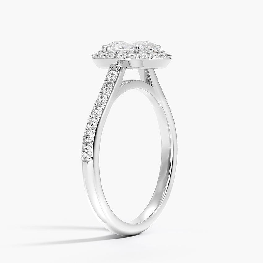 Halo Diamond Ring with Side Stones (1/3 ct. tw.) Platinum Oval Engagement Ring