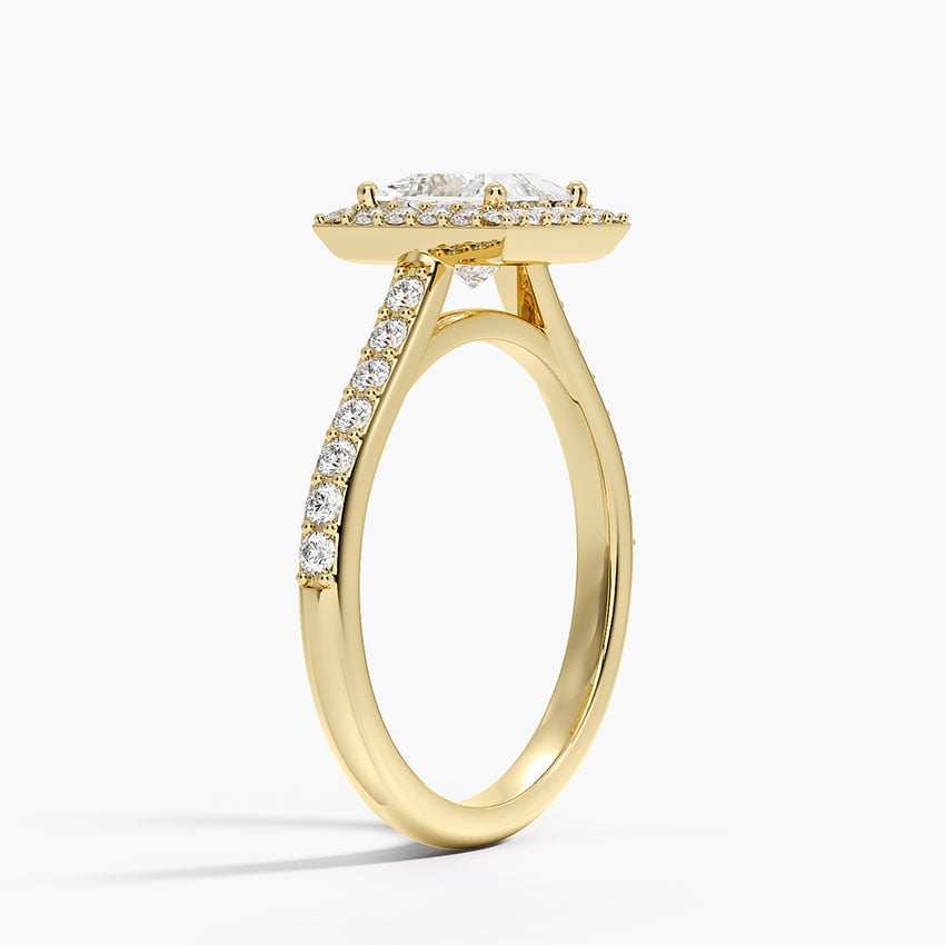 Halo Diamond Ring with Side Stones (1/3 ct. tw.) Yellow Gold 18k Princess Engagement Ring