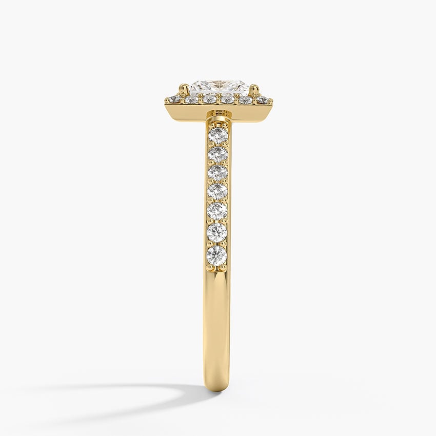 Halo Diamond Ring with Side Stones (1/3 ct. tw.) Yellow Gold 18k Princess Engagement Ring