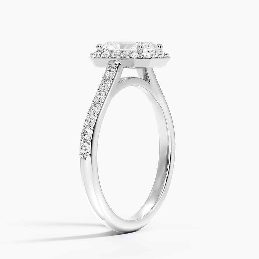 Halo Diamond Ring with Side Stones (1/3 ct. tw.) Platinum Radiant Engagement Ring