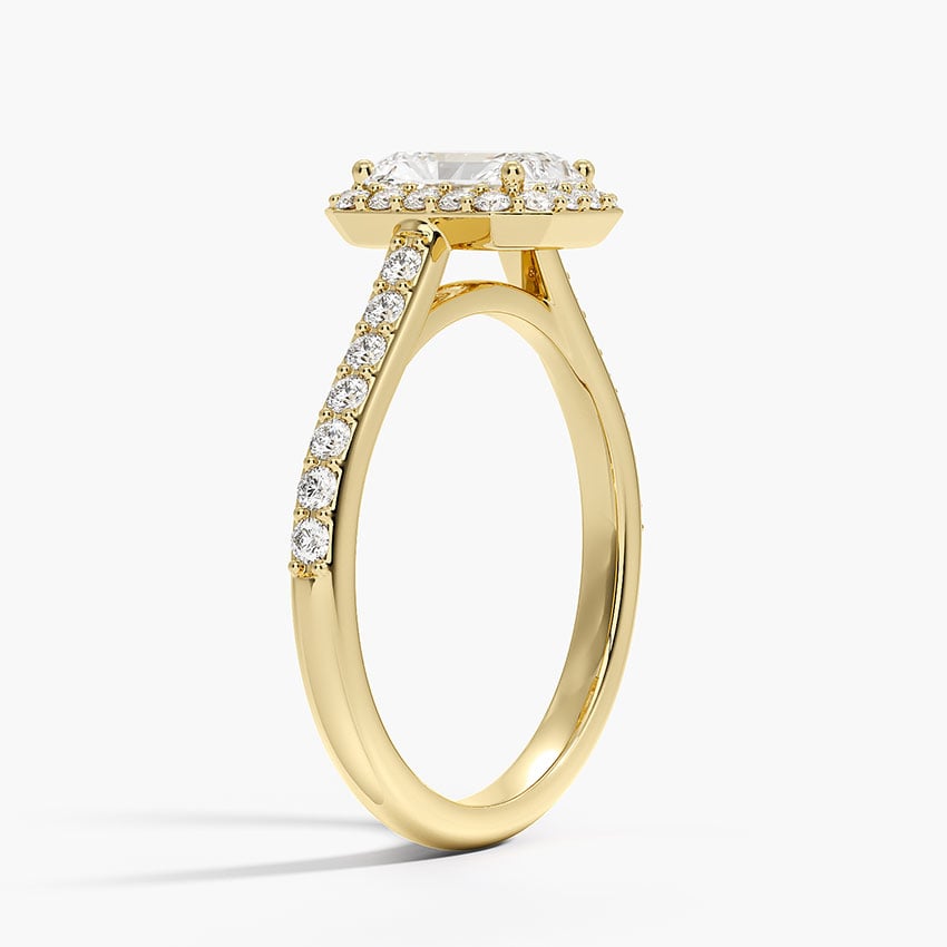 Halo Diamond Ring with Side Stones (1/3 ct. tw.) Yellow Gold 18k Radiant Engagement Ring