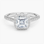 Halo Diamond Ring with Side Stones (1/3 ct. tw.) Platinum Asscher Engagement Ring