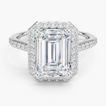 Halo Diamond Ring with Side Stones (1/3 ct. tw.) Platinum Emerald Engagement Ring