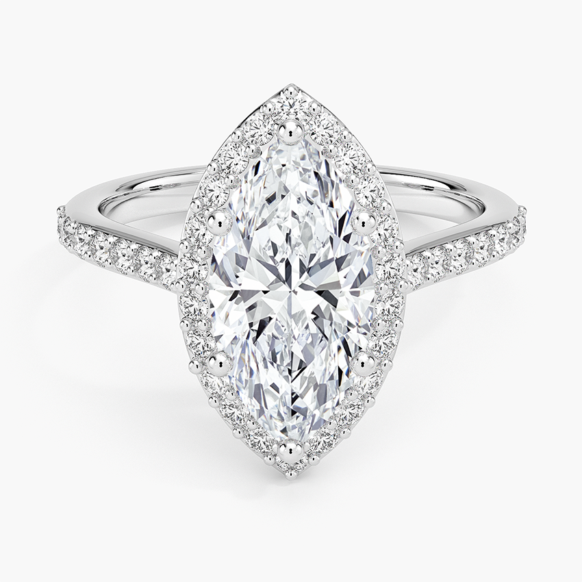 Halo Diamond Ring with Side Stones (1/3 ct. tw.) Platinum Marquise Engagement Ring