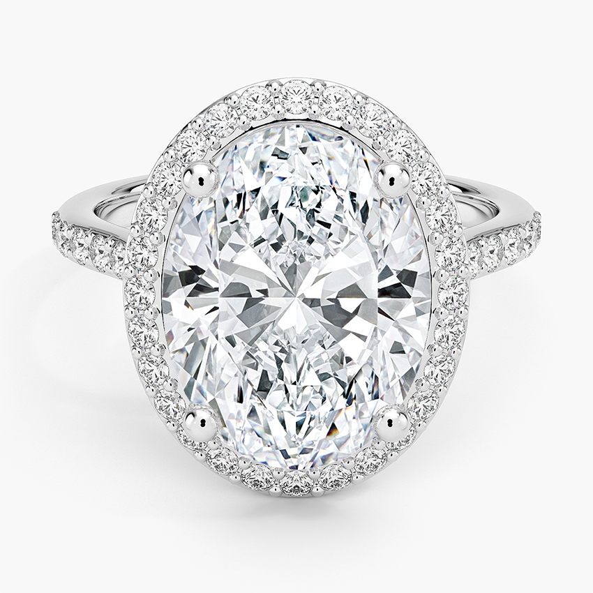 Halo Diamond Ring with Side Stones (1/3 ct. tw.) Platinum Oval Engagement Ring