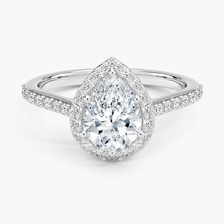 Halo Diamond Ring with Side Stones (1/3 ct. tw.) Platinum Pear Engagement Ring