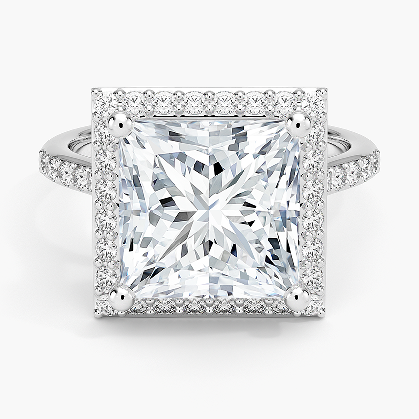 Halo Diamond Ring with Side Stones (1/3 ct. tw.) Platinum Princess Engagement Ring