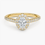 Halo Diamond Ring with Side Stones (1/3 ct. tw.) Yellow Gold 18k Oval Engagement Ring