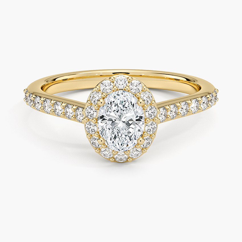 Halo Diamond Ring with Side Stones (1/3 ct. tw.) Yellow Gold 18k Oval Engagement Ring
