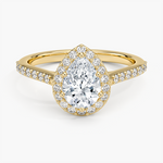 Halo Diamond Ring with Side Stones (1/3 ct. tw.) Yellow Gold 18k Pear Engagement Ring