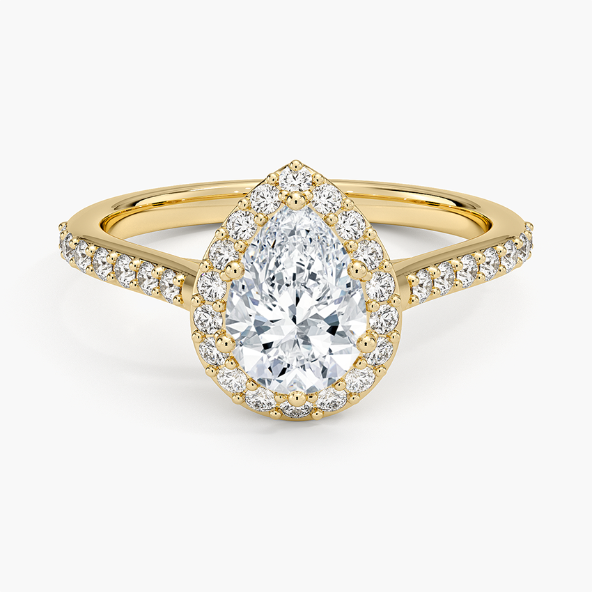 Halo Diamond Ring with Side Stones (1/3 ct. tw.) Yellow Gold 18k Pear Engagement Ring