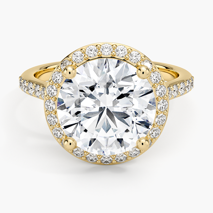 Halo Diamond Ring with Side Stones (1/3 ct. tw.) Yellow Gold 18k Round Engagement Ring