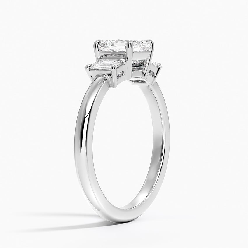 Petite Rhiannon Three Stone Diamond Ring (1/4 ct. tw.) Platinum Asscher Engagement Ring
