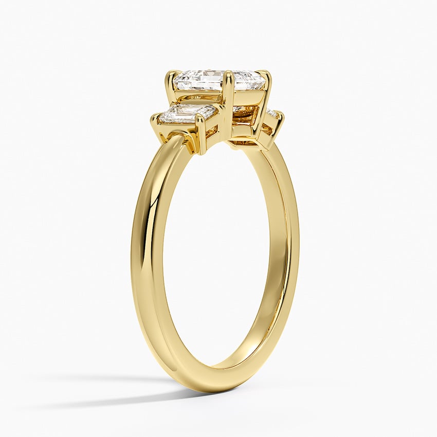 Petite Rhiannon Three Stone Diamond Ring (1/4 ct. tw.) Yellow Gold 18k Asscher Engagement Ring