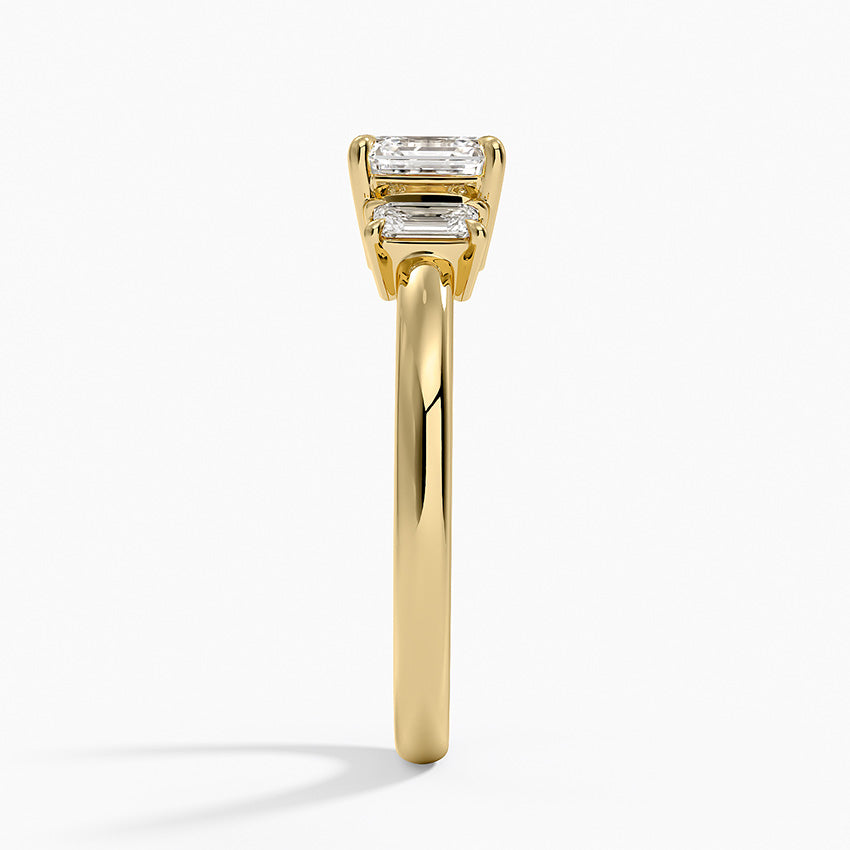Petite Rhiannon Three Stone Diamond Ring (1/4 ct. tw.) Yellow Gold 18k Asscher Engagement Ring