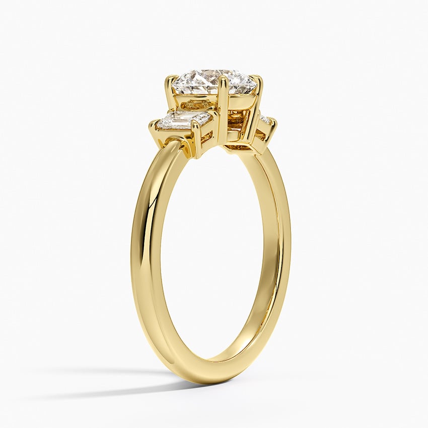 Petite Rhiannon Three Stone Diamond Ring (1/4 ct. tw.) Yellow Gold 18k Round Engagement Ring