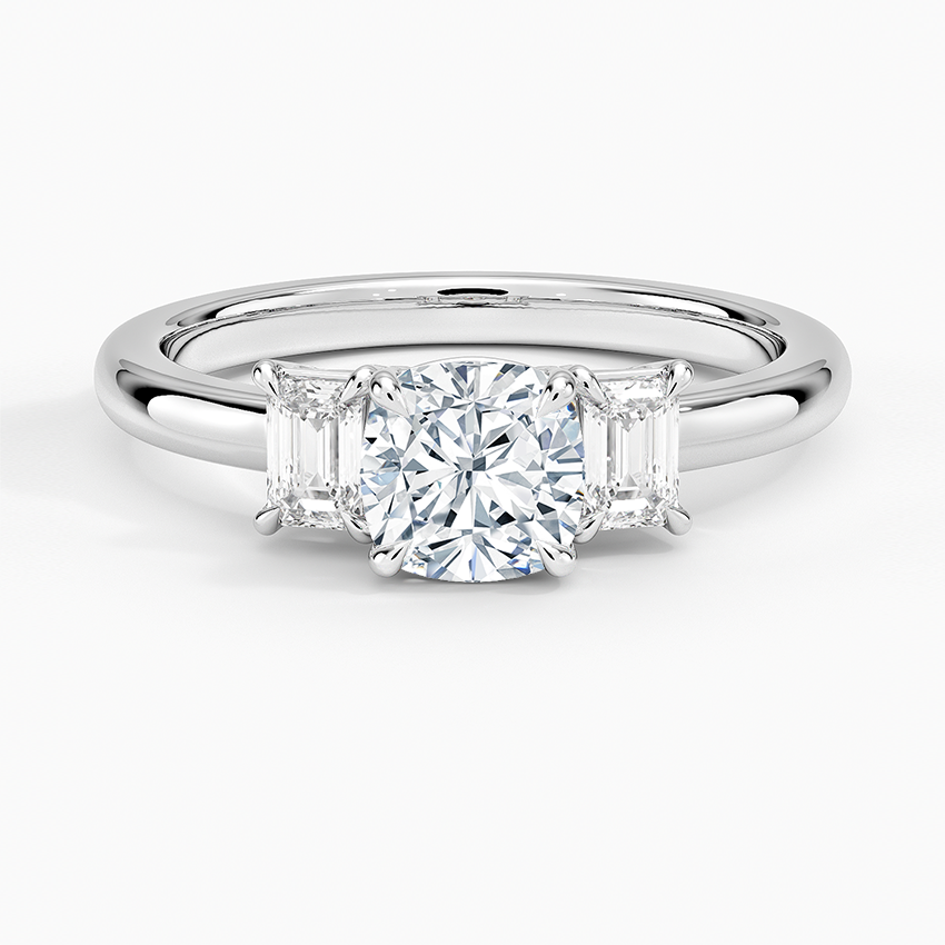 Petite Rhiannon Three Stone Diamond Ring (1/4 ct. tw.) Platinum Cushion Engagement Ring