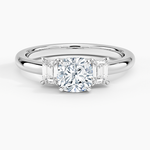 Petite Rhiannon Three Stone Diamond Ring (1/4 ct. tw.) Platinum Cushion Engagement Ring