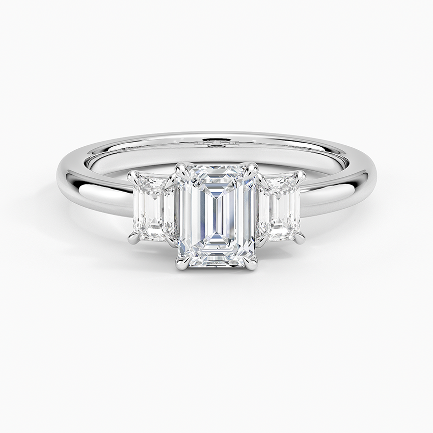 Petite Rhiannon Three Stone Diamond Ring (1/4 ct. tw.) Platinum Emerald Engagement Ring