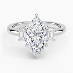Petite Rhiannon Three Stone Diamond Ring (1/4 ct. tw.) Platinum Marquise Engagement Ring