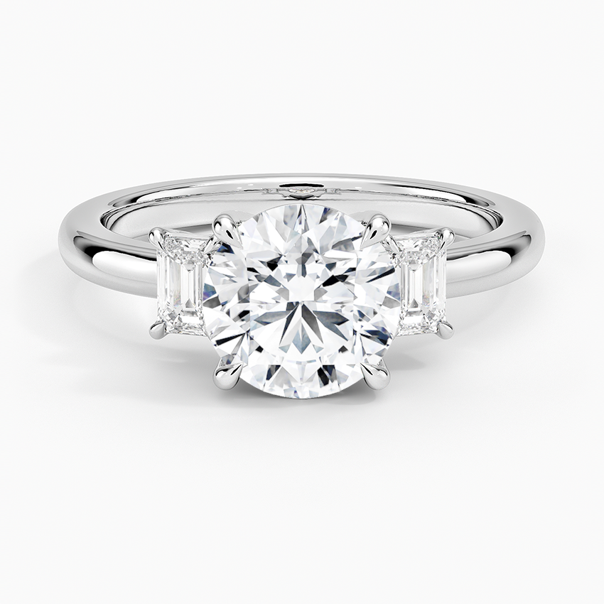 Petite Rhiannon Three Stone Diamond Ring (1/4 ct. tw.) Platinum Round Engagement Ring