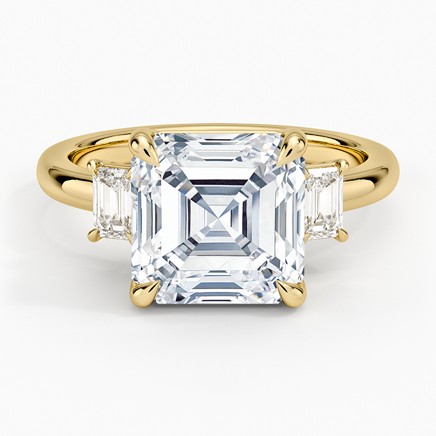 Petite Rhiannon Three Stone Diamond Ring (1/4 ct. tw.) Yellow Gold 18k Asscher Engagement Ring