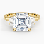 Petite Rhiannon Three Stone Diamond Ring (1/4 ct. tw.) Yellow Gold 18k Asscher Engagement Ring
