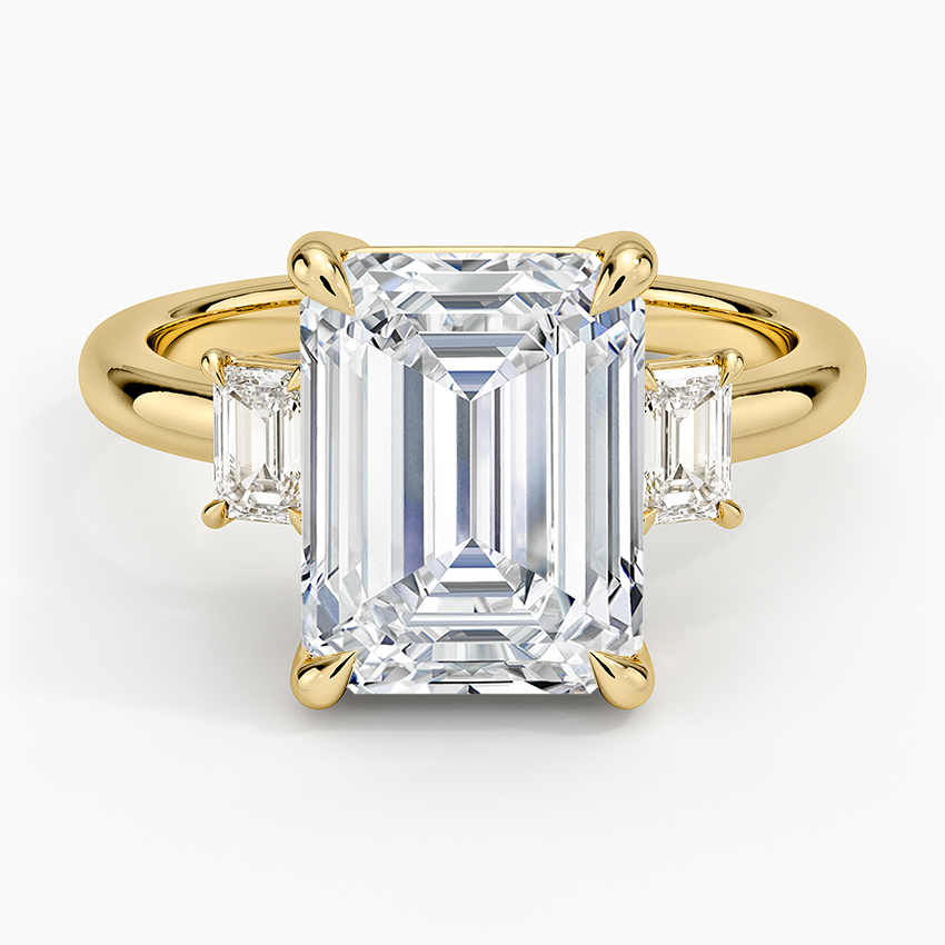Petite Rhiannon Three Stone Diamond Ring (1/4 ct. tw.) Yellow Gold 18k Emerald Engagement Ring
