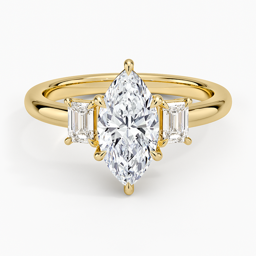 Petite Rhiannon Three Stone Diamond Ring (1/4 ct. tw.) Yellow Gold 18k Marquise Engagement Ring