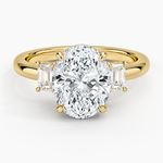 Petite Rhiannon Three Stone Diamond Ring (1/4 ct. tw.) Yellow Gold 18k Oval Engagement Ring