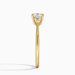 Petite Cometa Three Stone Diamond Ring Yellow Gold 18k Cushion Engagement Ring