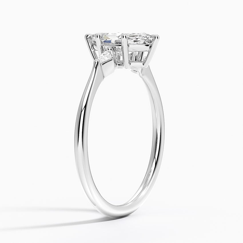 Petite Cometa Three Stone Diamond Ring Platinum Marquise Engagement Ring